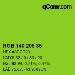 颜色代码: RGB 140 205 35 | qconv.com