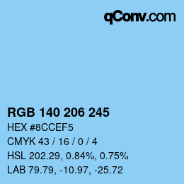 カラーコード: RGB 140 206 245 | qconv.com