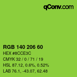 颜色代码: RGB 140 206 60 | qconv.com