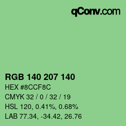 Color code: RGB 140 207 140 | qconv.com