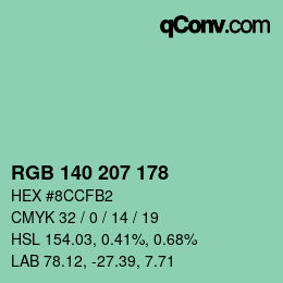 颜色代码: RGB 140 207 178 | qconv.com