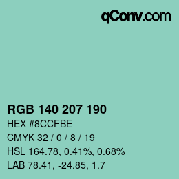 Color code: RGB 140 207 190 | qconv.com