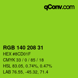 Color code: RGB 140 208 31 | qconv.com