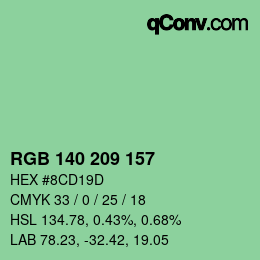 カラーコード: RGB 140 209 157 | qconv.com