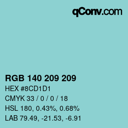 Color code: RGB 140 209 209 | qconv.com