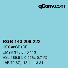 Color code: RGB 140 209 222 | qconv.com