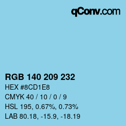 Color code: RGB 140 209 232 | qconv.com