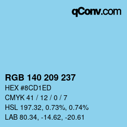 颜色代码: RGB 140 209 237 | qconv.com