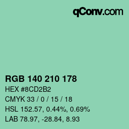 Color code: RGB 140 210 178 | qconv.com