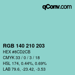 Color code: RGB 140 210 203 | qconv.com