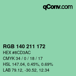 カラーコード: RGB 140 211 172 | qconv.com