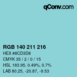 カラーコード: RGB 140 211 216 | qconv.com