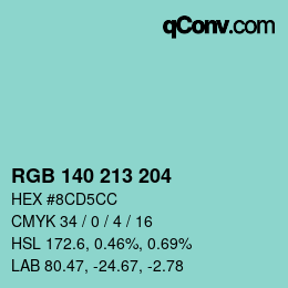 Color code: RGB 140 213 204 | qconv.com