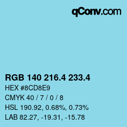 カラーコード: RGB 140 216.4 233.4 | qconv.com