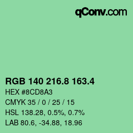 カラーコード: RGB 140 216.8 163.4 | qconv.com