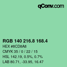 カラーコード: RGB 140 216.8 168.4 | qconv.com