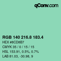 カラーコード: RGB 140 216.8 183.4 | qconv.com