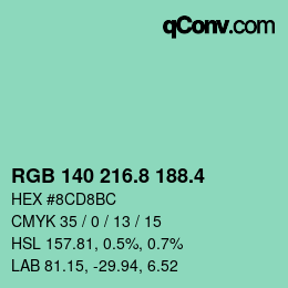 カラーコード: RGB 140 216.8 188.4 | qconv.com