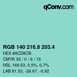 カラーコード: RGB 140 216.8 203.4 | qconv.com