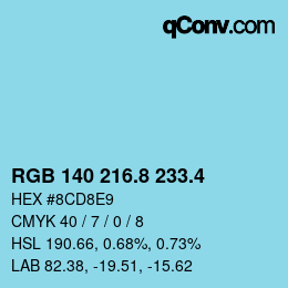 カラーコード: RGB 140 216.8 233.4 | qconv.com