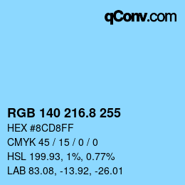 カラーコード: RGB 140 216.8 255 | qconv.com
