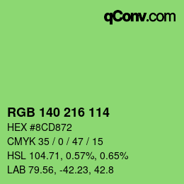 Color code: RGB 140 216 114 | qconv.com