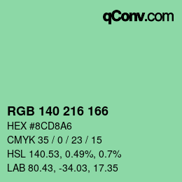 Code couleur: RGB 140 216 166 | qconv.com
