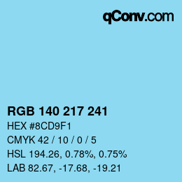 カラーコード: RGB 140 217 241 | qconv.com