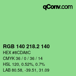 カラーコード: RGB 140 218.2 140 | qconv.com
