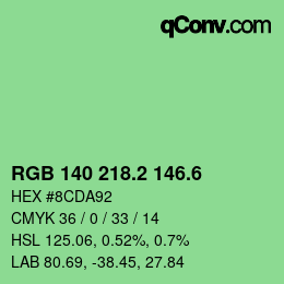 カラーコード: RGB 140 218.2 146.6 | qconv.com