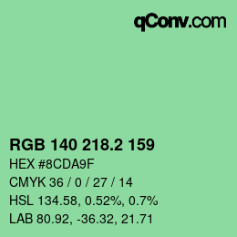 カラーコード: RGB 140 218.2 159 | qconv.com