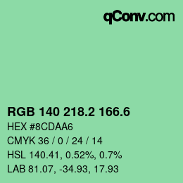 カラーコード: RGB 140 218.2 166.6 | qconv.com