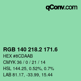 カラーコード: RGB 140 218.2 171.6 | qconv.com