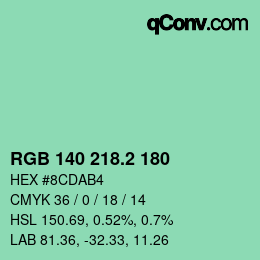 カラーコード: RGB 140 218.2 180 | qconv.com