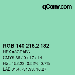 カラーコード: RGB 140 218.2 182 | qconv.com