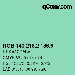 カラーコード: RGB 140 218.2 186.6 | qconv.com
