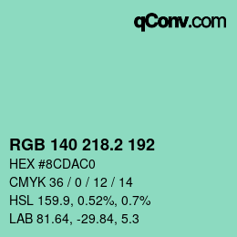 カラーコード: RGB 140 218.2 192 | qconv.com
