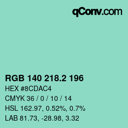 カラーコード: RGB 140 218.2 196 | qconv.com