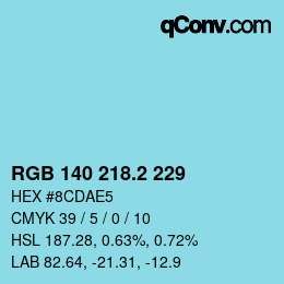カラーコード: RGB 140 218.2 229 | qconv.com