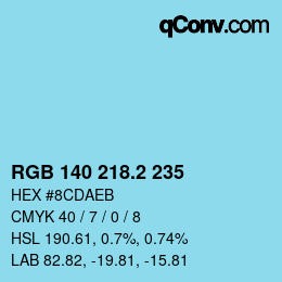 カラーコード: RGB 140 218.2 235 | qconv.com