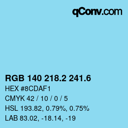 カラーコード: RGB 140 218.2 241.6 | qconv.com