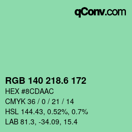 カラーコード: RGB 140 218.6 172 | qconv.com