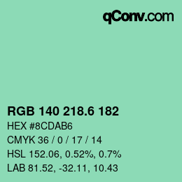 カラーコード: RGB 140 218.6 182 | qconv.com