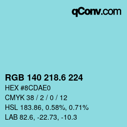 カラーコード: RGB 140 218.6 224 | qconv.com