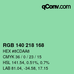 カラーコード: RGB 140 218 168 | qconv.com