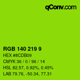 カラーコード: RGB 140 219 9 | qconv.com