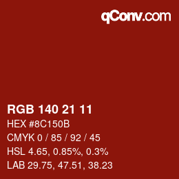 Color code: RGB 140 21 11 | qconv.com