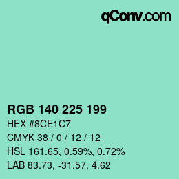 Color code: RGB 140 225 199 | qconv.com