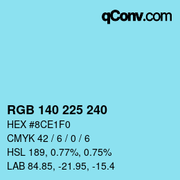 Color code: RGB 140 225 240 | qconv.com