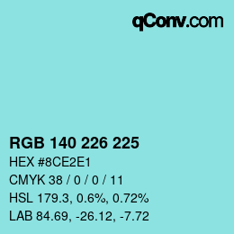 Color code: RGB 140 226 225 | qconv.com